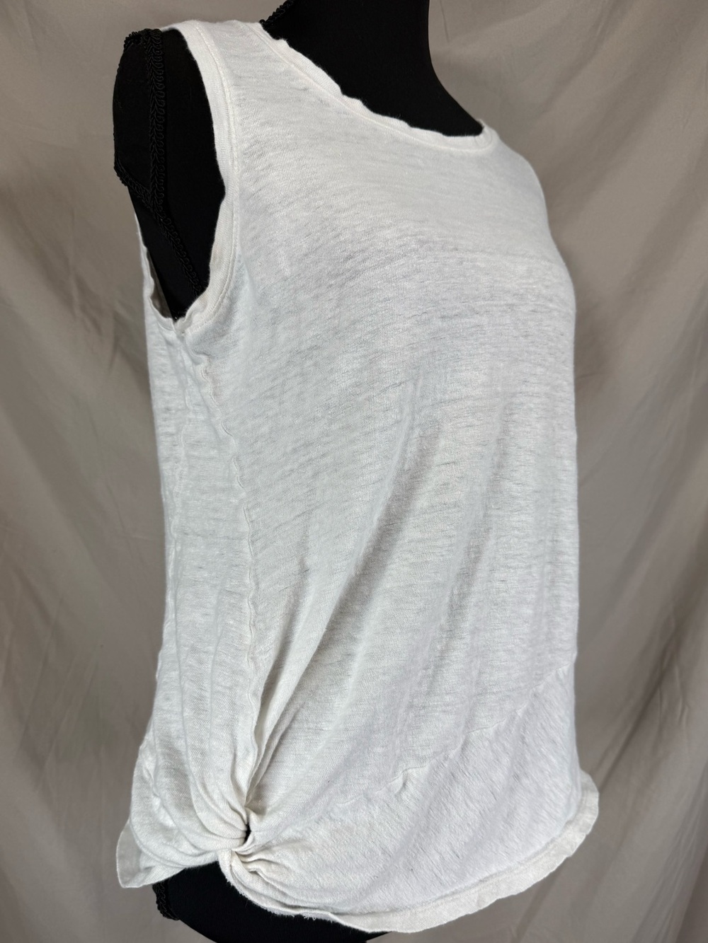 Athleta Knot Zephyr Linen Slub Tank Top - Heather White - Large